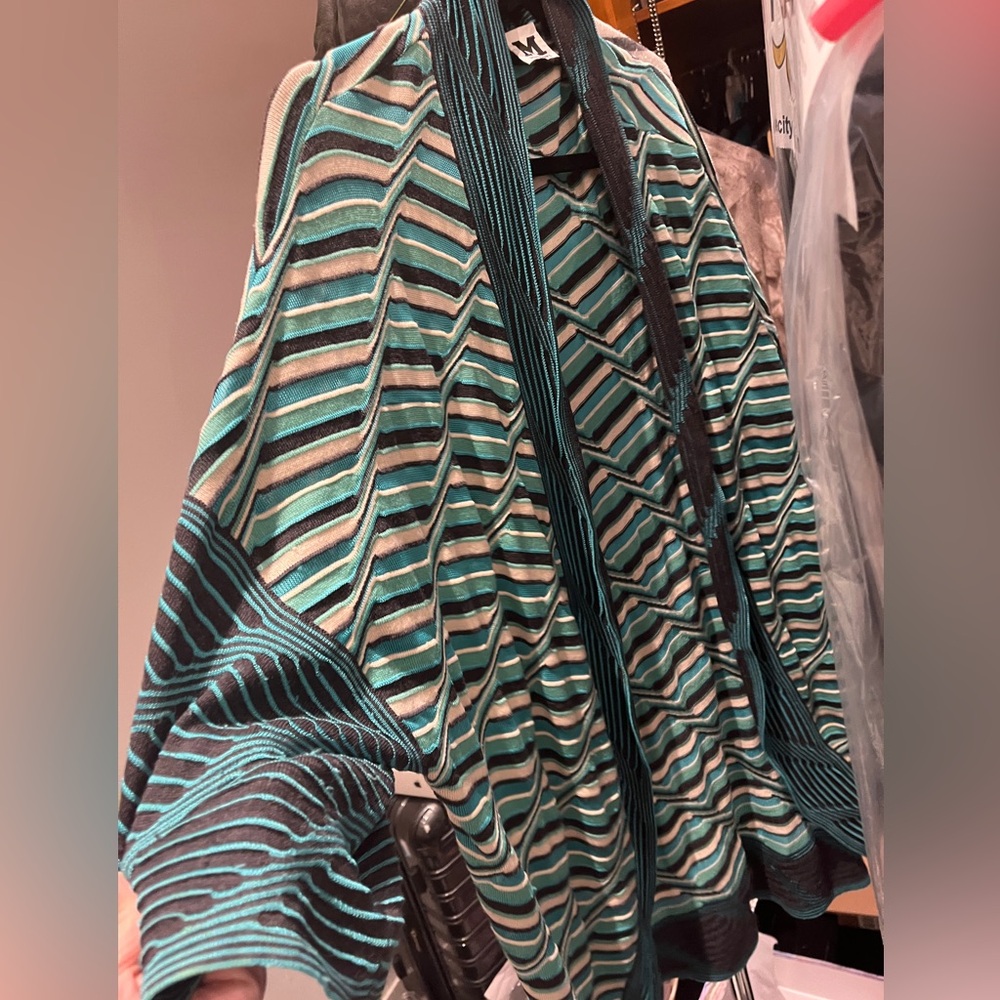 Missoni Knit Open Cardigan Blue Green Turquoise - M